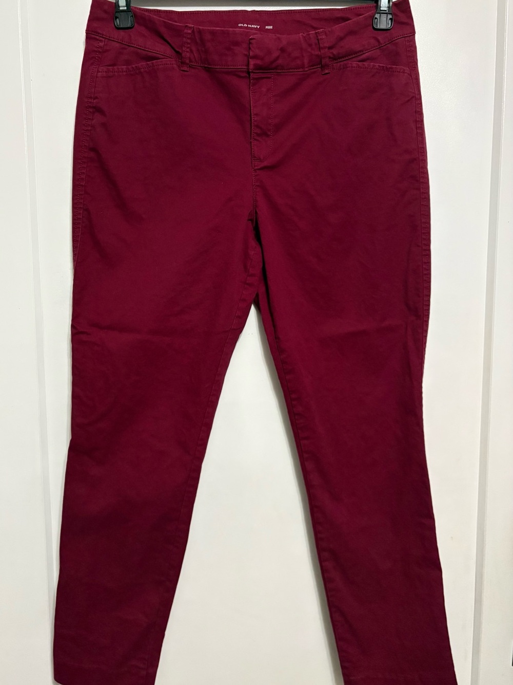 Old Navy Pixie Skinny Ankle Pants Sz 10 Burgundy Red High Waisted Stretch Chino